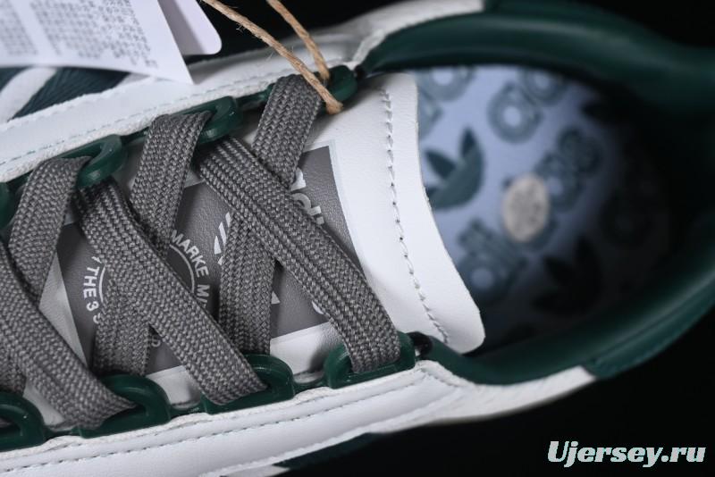 Adidas Retro-Inspired Sneakers - White, Grey & Green with Boost Sole