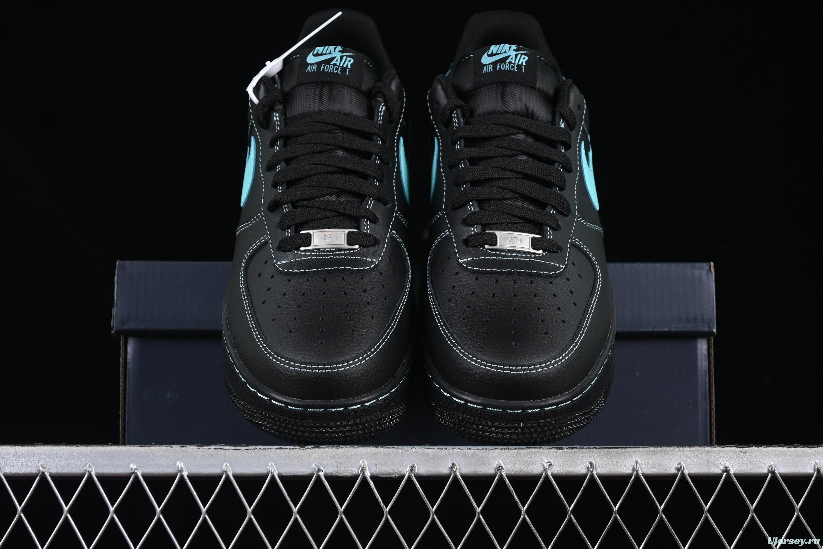 Nike Air Force 1 Low "Tiffany Blue" – Black & Aqua Classic