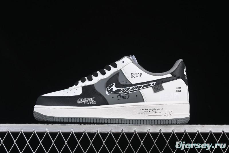 Nike Air Force 1 MVP "Rock Plan" Custom Edition - Black & White