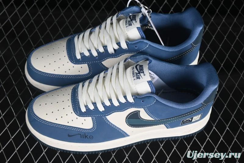 Nike Air Force 1 '07 Low Collaboration White Blue Ghost Face Casual Sneakers with Strap - KK1988-068