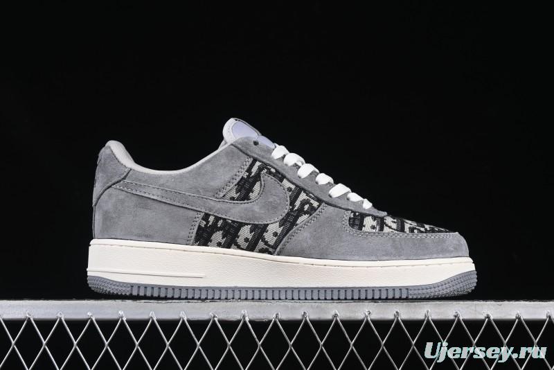Nike Air Force 1'07 Low Dior Collaboration Grey Knit Skeleton Low-Top Casual Sneakers - KK1988-056