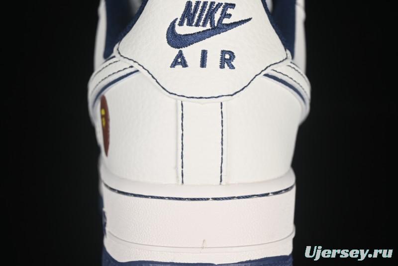 Nike Air Force 1 '07 Low Bape Collaboration Off-White Navy Blue Casual Sneakers - HH7518-066