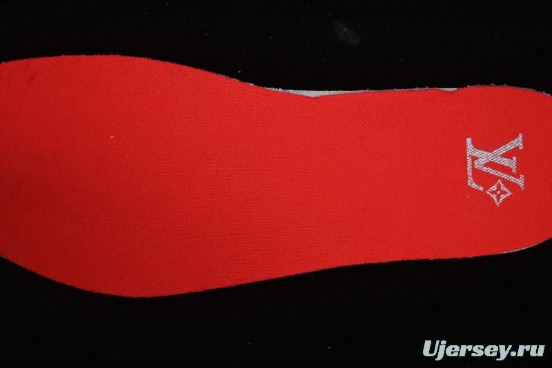 Louis Vuitton Footprint Soccer Low-Top Lifestyle Sneakers Round Toe Lace-Up Casual Shoes Red - AJF6