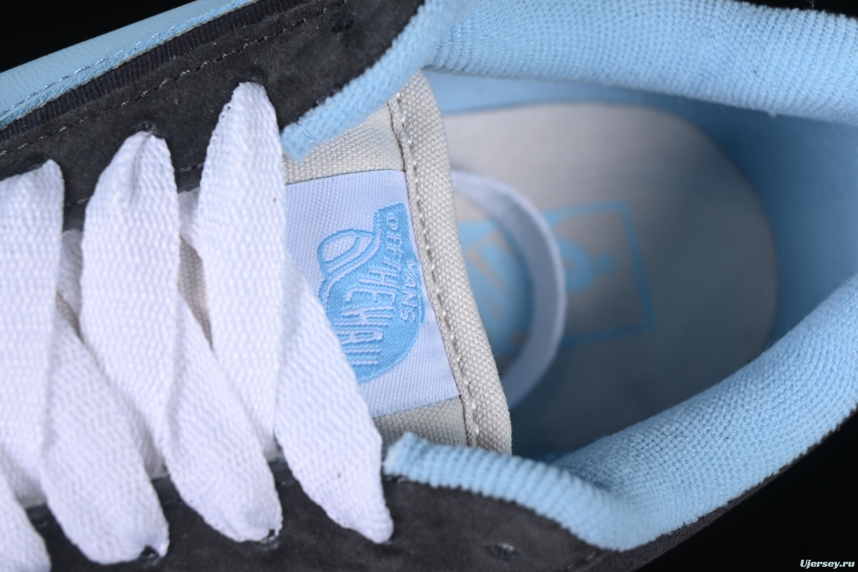 Men's Classic Skate Shoes with Light Blue Side Stripe – Suede and Canvas Design