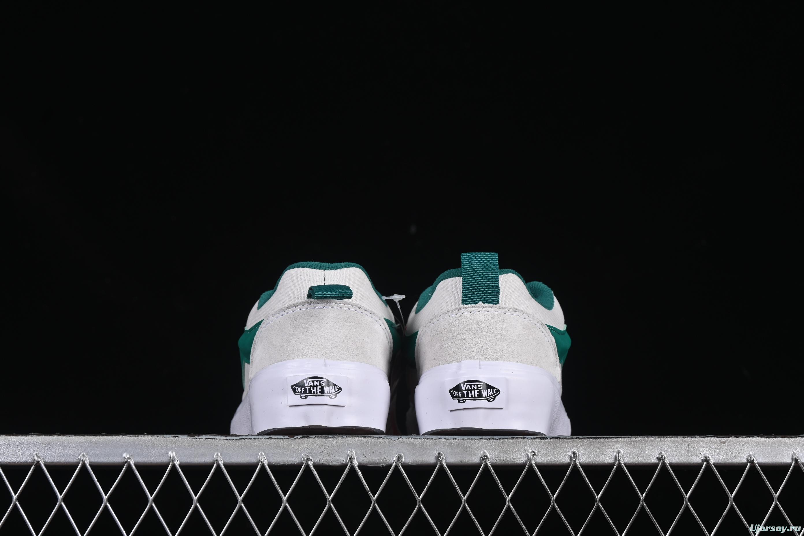 Classic Vans Old Skool Skate Sneakers - Green Stripe on Off-White Canvas