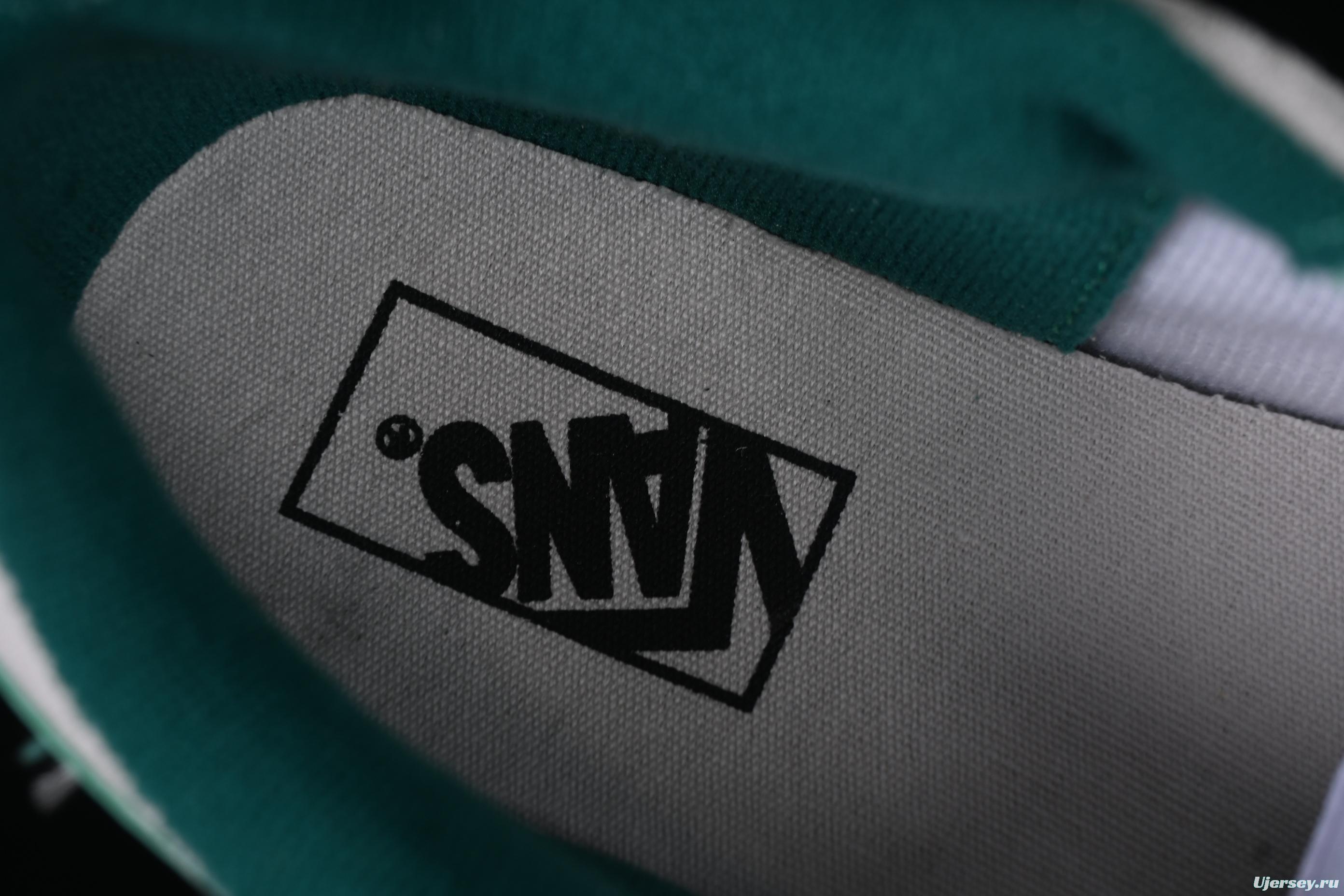 Classic Vans Old Skool Skate Sneakers - Green Stripe on Off-White Canvas