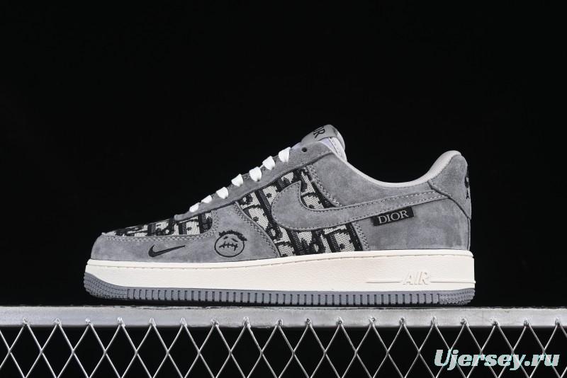 Nike Air Force 1'07 Low Dior Collaboration Grey Knit Skeleton Low-Top Casual Sneakers - KK1988-056