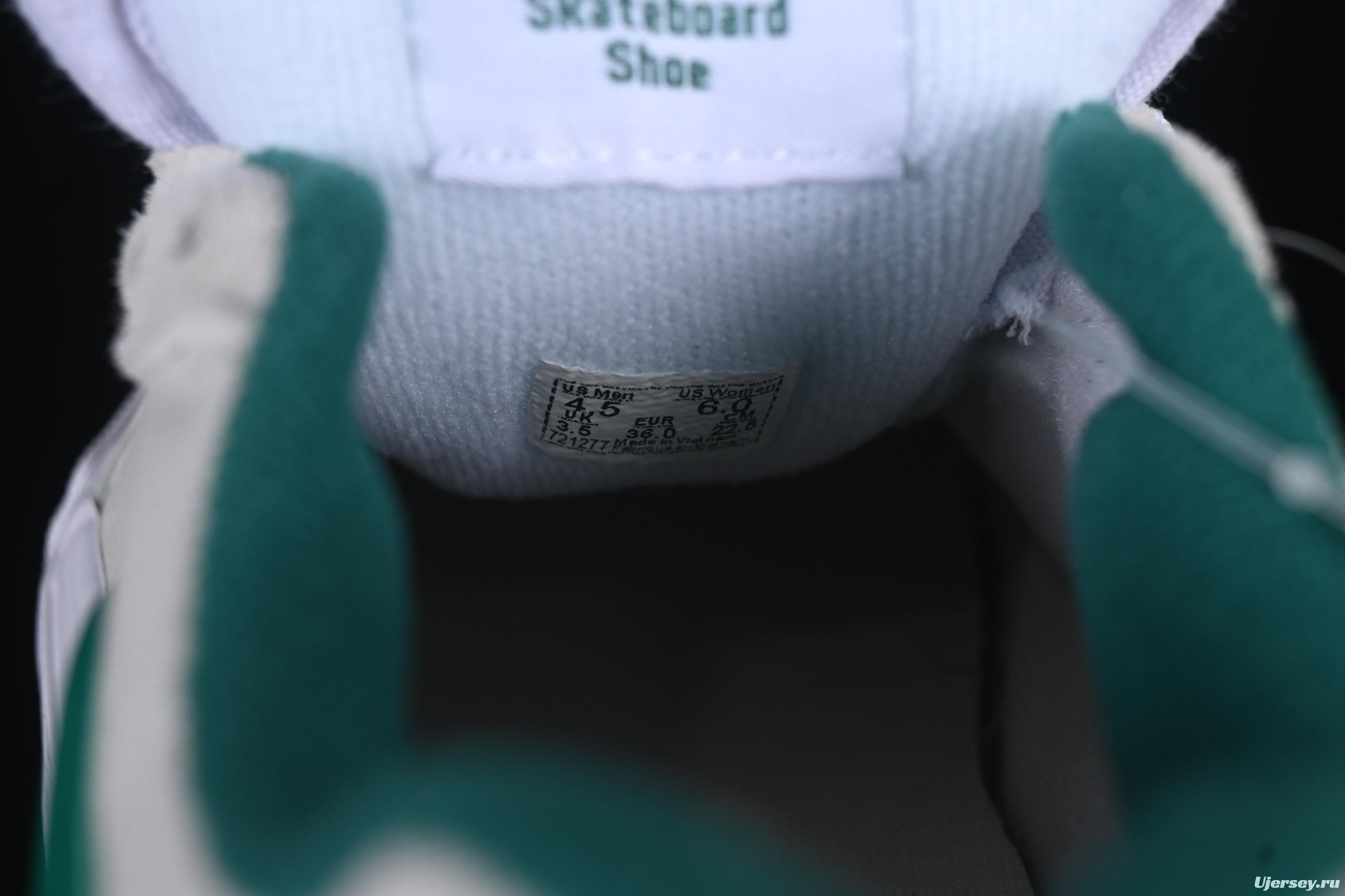 Classic Vans Old Skool Skate Sneakers - Green Stripe on Off-White Canvas