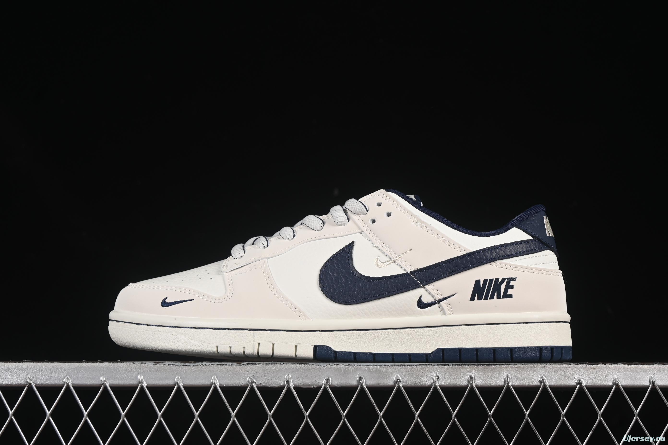 Nike SB Dunk Low Collaboration Triple Swoosh Cream Navy Anniversary Custom Low-Top Casual Skate Shoes - SC9207-402