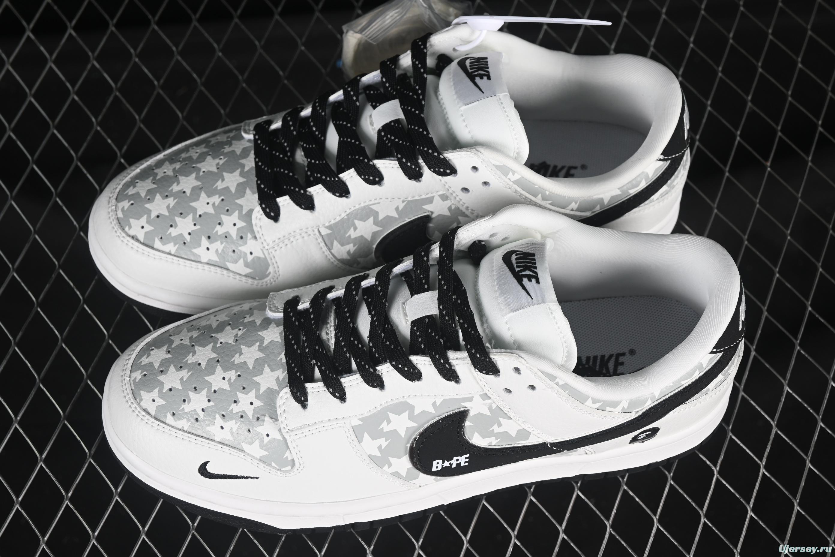 Nike SB Dunk Low BAPE Collection 5-Point Star Black Swoosh Anniversary High-End Custom Low-Top Casual Skate Shoes - CS1688-104