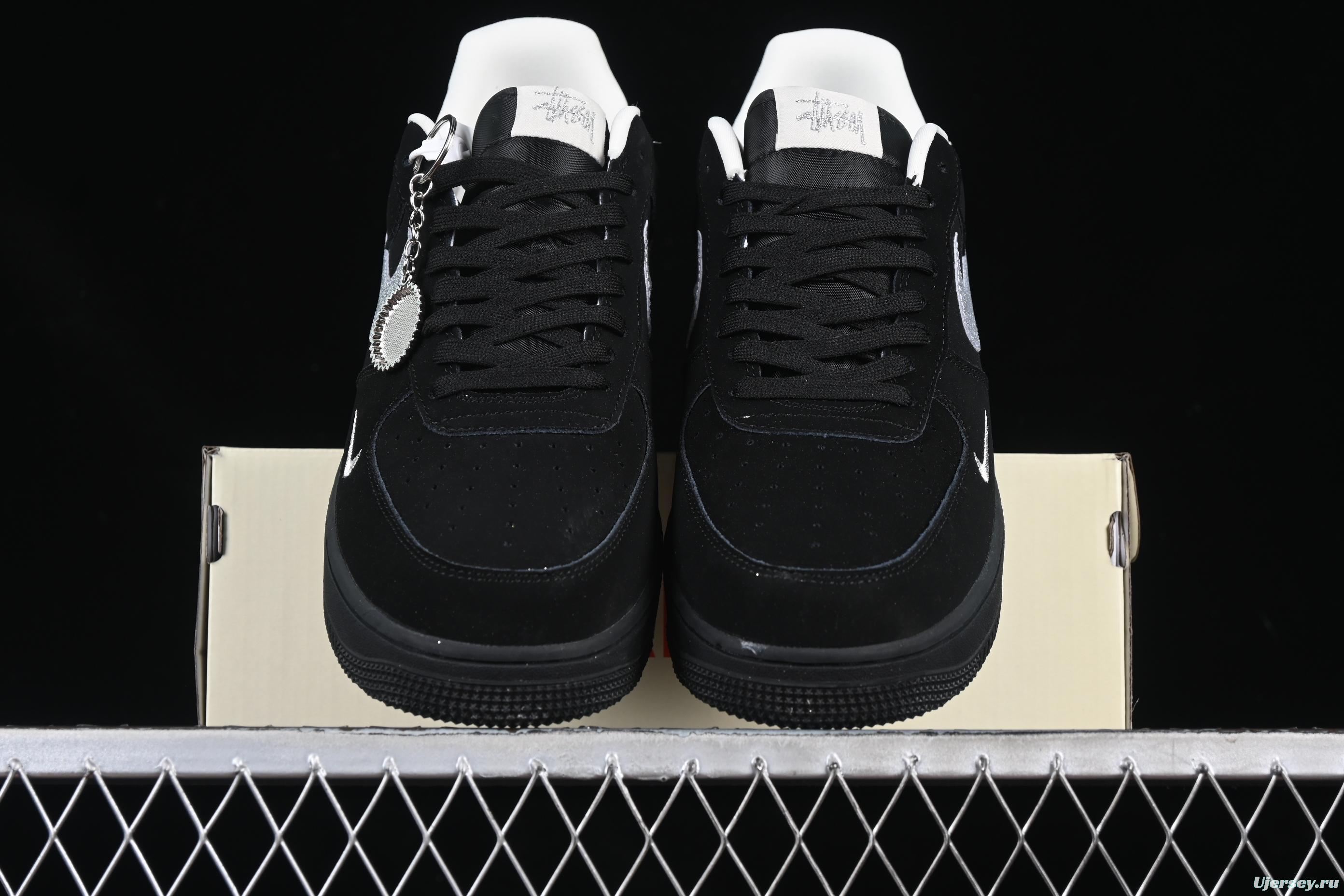 Nike Air Force 1 '07 Low Stussy Collaboration Silver Swoosh Starry Sky Casual Sneakers - DF0188-043