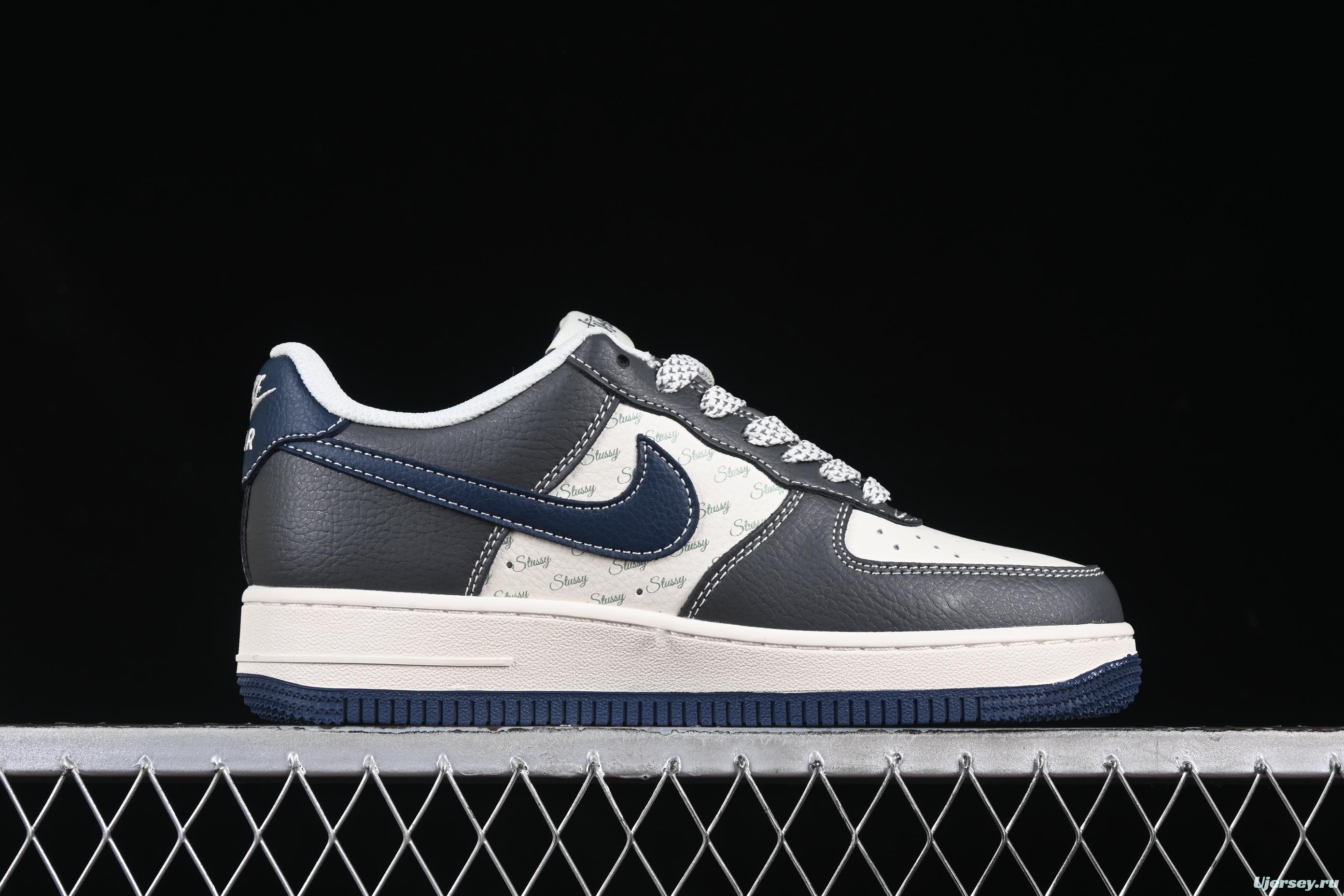 Nike Air Force 1 '07 Low Stussy Collaboration Navy Grey Casual Sneakers - XS1958-519