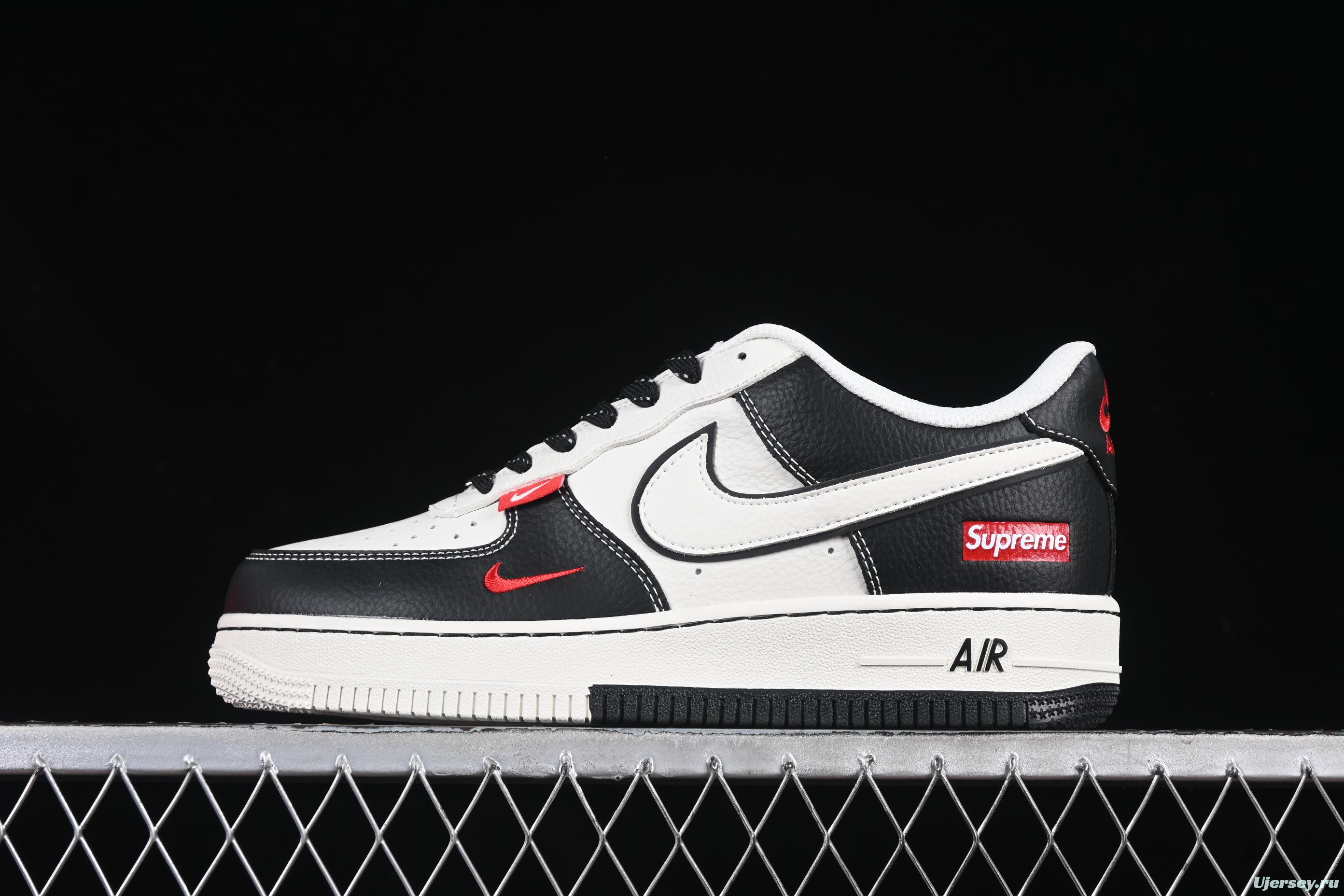 Nike Air Force 1 '07 Low Supreme Collaboration Two-Tone Red Swoosh Casual Sneakers - CS5288-004