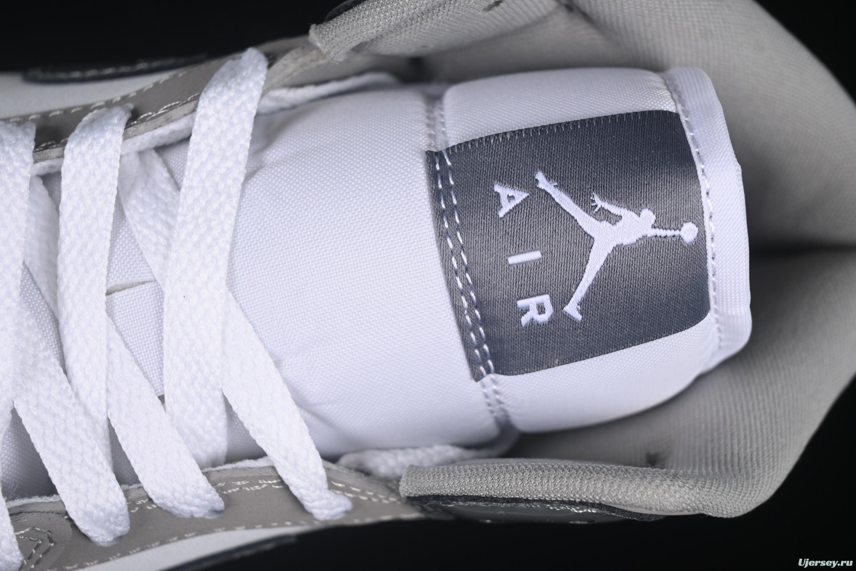Nike Air Jordan 1 Mid Basketball Shoes in White Grey Patent Leather - HF3216-100