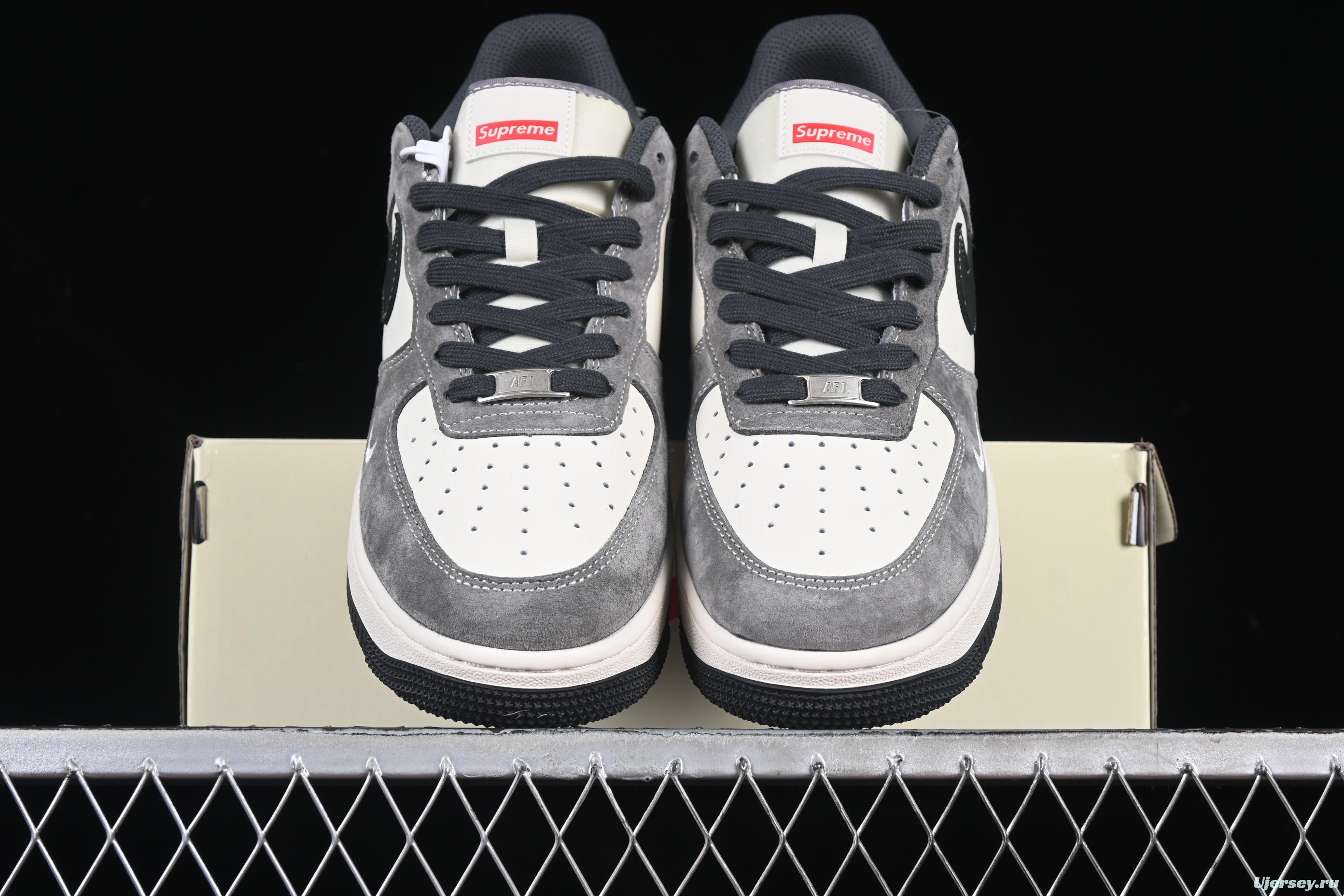 Nike Air Force 1 '07 Low Supreme Collaboration Black Grey Patchwork Casual Sneakers - XZ6188-792