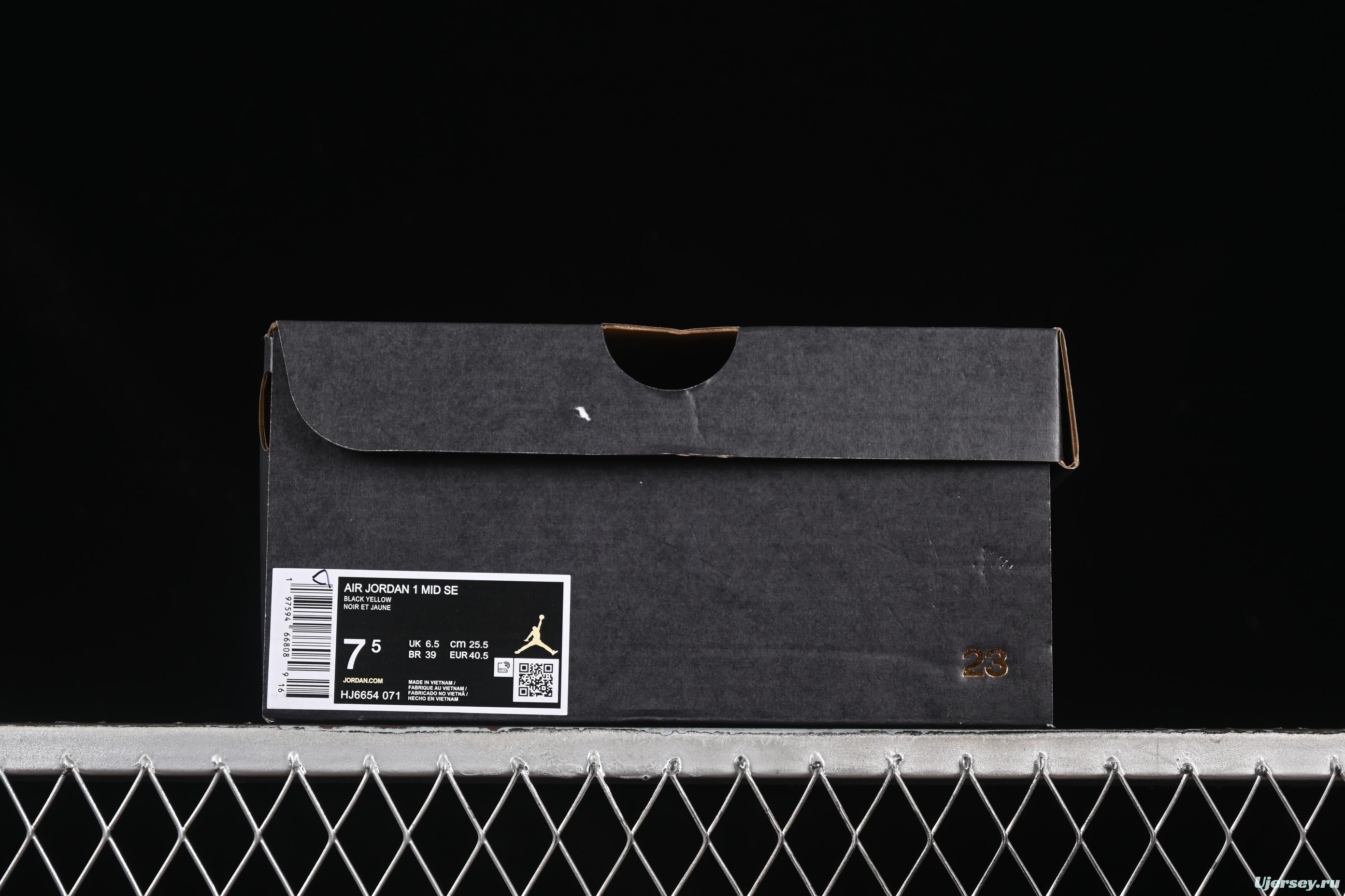 Nike Air Jordan 1 Mid AJ1 Black Yellow Mid-Top Casual Sneakers - HJ6654-071