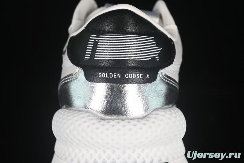 Golden Goose Marathon Comfortable Low-Top Lifestyle Sneakers in White Black Silver - H8D4
