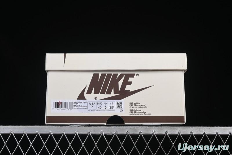 Nike Travis Scott x Air Jordan 1 Low OG AJ1 Reverse Swoosh Sneakers - DM7866-202