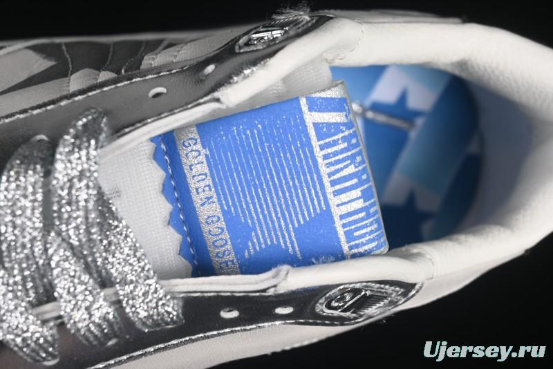 Golden Goose Marathon Comfortable Low-Top Lifestyle Sneakers in White Black Silver - H8D4