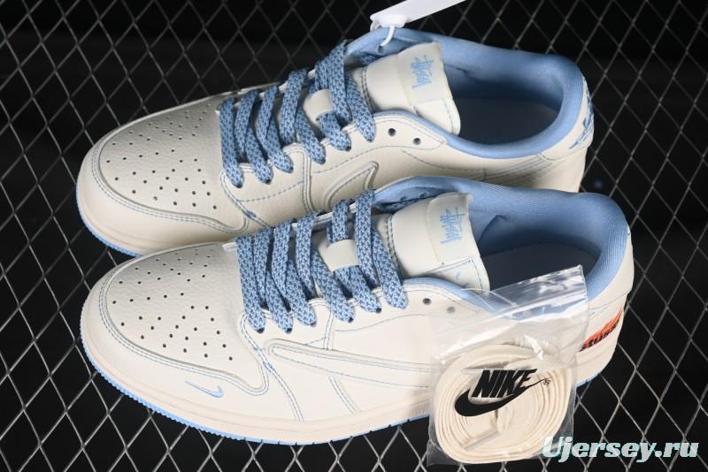 Nike Travis Scott x Fragment Design x Air Jordan 1 Low OG SP AJ1 Retro Sneakers with Unique Colorway - ZH2598-229