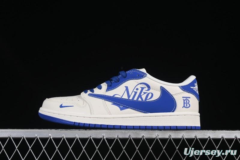 Nike Travis Scott x Fragment Design x Air Jordan 1 Low OG SP AJ1 Burberry Collaboration Low-Top Casual Sneakers - LD2025-007