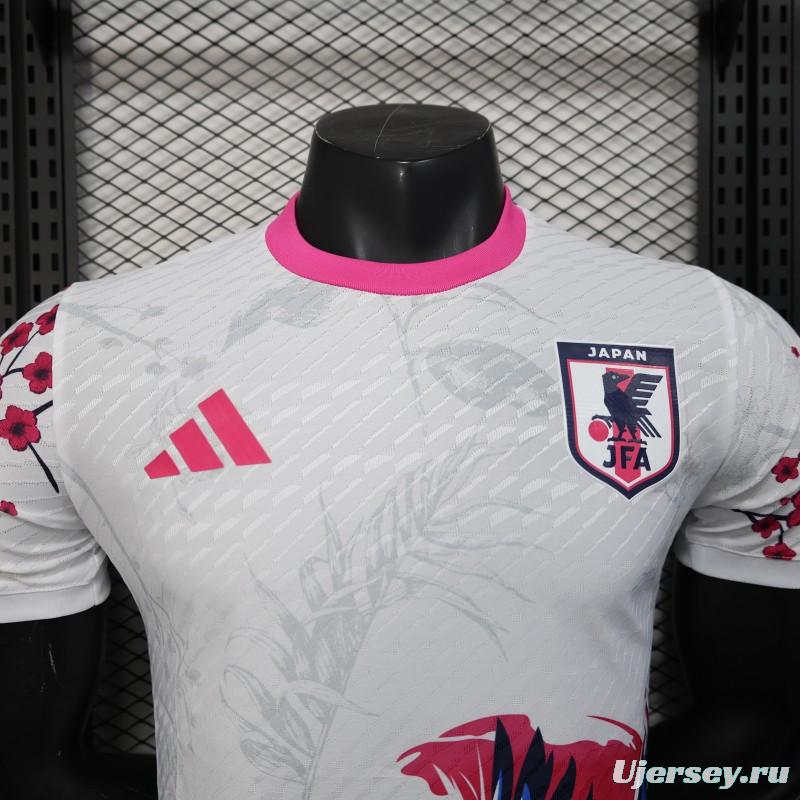 Player Version 2025 Japan White with Blue and Red Bird Jersey