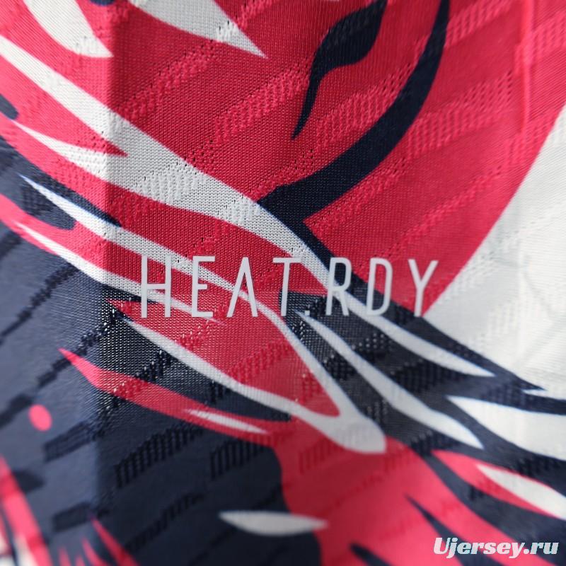 Player Version 2025 Japan White with Blue and Red Bird Jersey