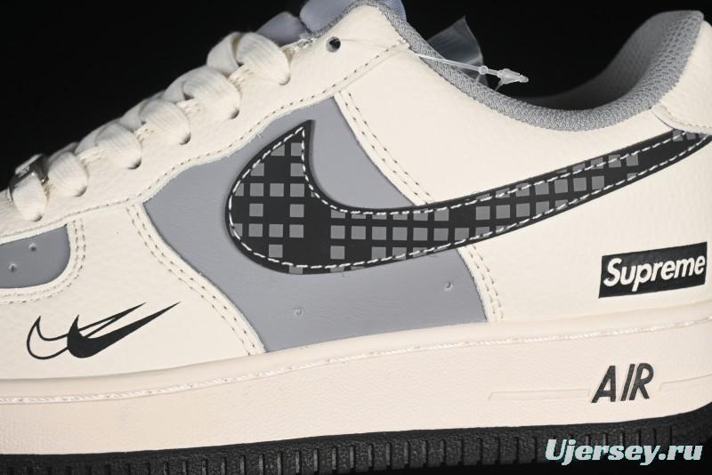 Nike Air Force 1 '07 Low Supreme Collaboration Beige Gray Building Blocks Casual Sneakers - XS1958-568