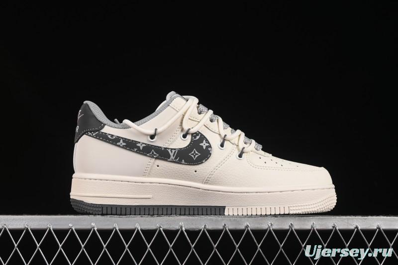 Nike Air Force 1 '07 Low LV Collaboration Two-Tone Grey Pattern Lace-Up Casual Sneakers - DM6868-063