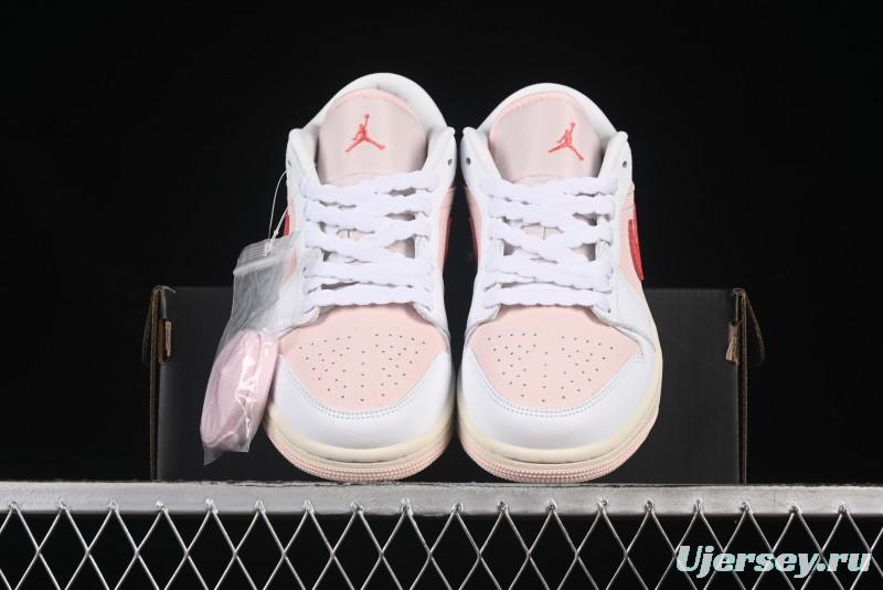 Nike Air Jordan 1 Low AJ1 White Pink Low-Top Casual Sneakers - IB8156-133