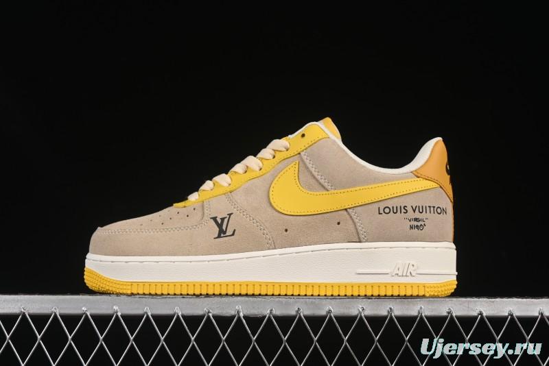 Nike Air Force 1'07 Low LV Collaboration Grey Yellow Casual Sneakers - HQ2037-322