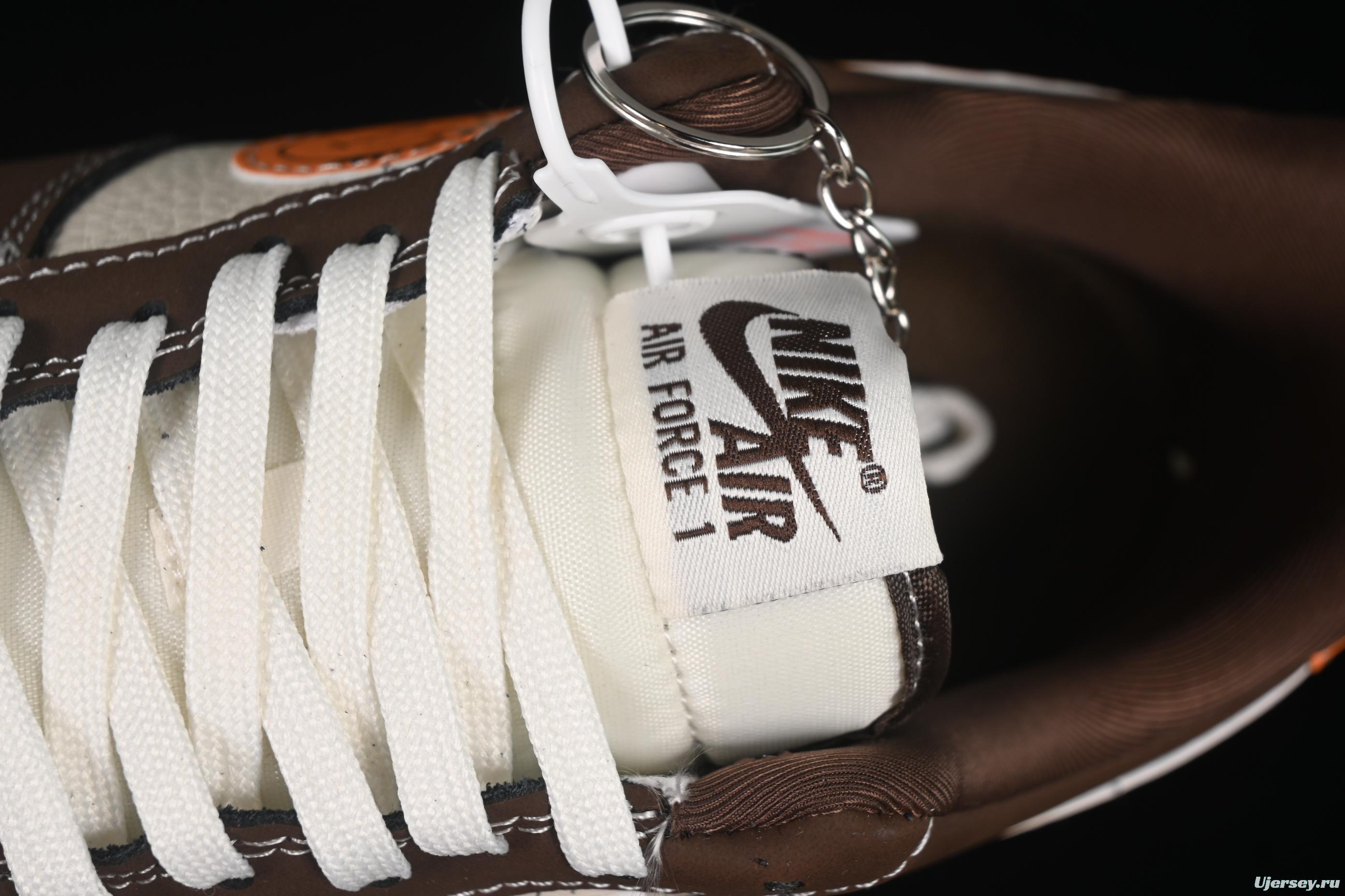 Nike Air Force 1 '07 Low Collaboration Dark Brown Swoosh Casual Sneakers - KK1988-080