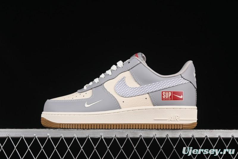 Nike Air Force 1 '07 Low Supreme Collaboration Light Grey Gum Casual Sneakers - KK1988-075
