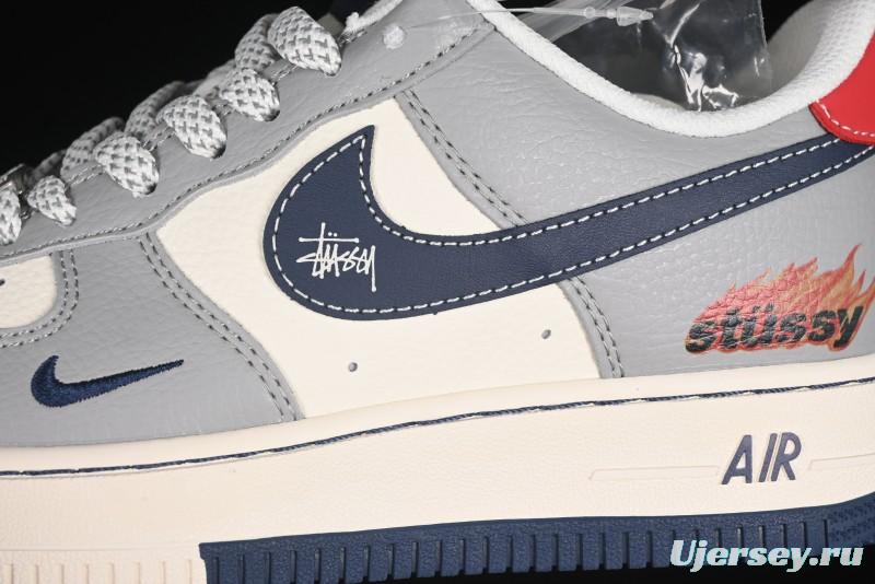 Nike Air Force 1 '07 Low Stussy Double Flame Casual Sneakers with Full-Length Air Cushion - XS1958-555