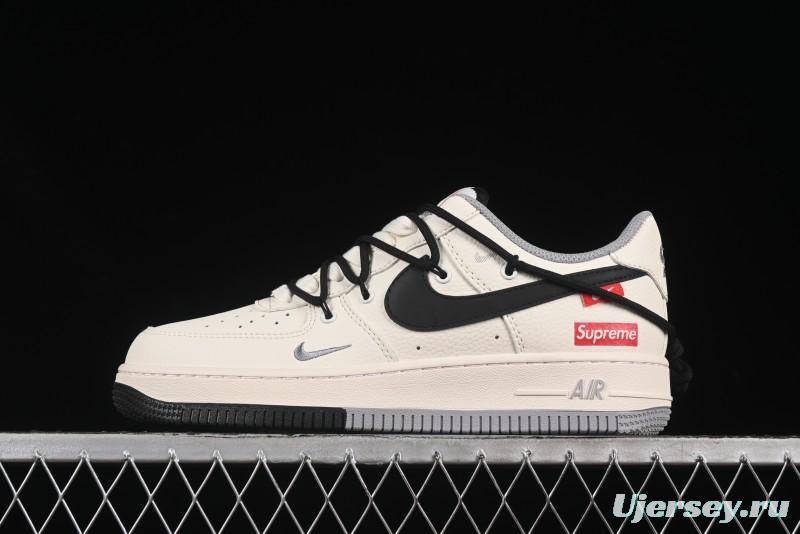 Nike Air Force 1 '07 Low Supreme Collaboration Dual-Tone Grey Black Drawstring Casual Sneakers - DM6868-069