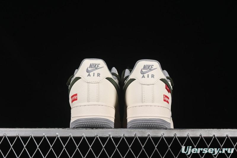 Nike Air Force 1'07 Low Supreme Collaboration Dual-Tone Grey Green Lace-Up Casual Sneakers - DM6868-070