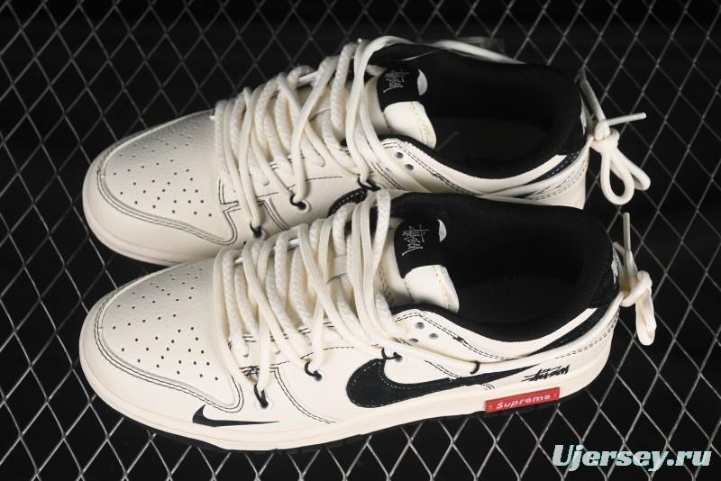 Nike SB Dunk Low Stussy x Supreme Anniversary Custom Low-Top Skate Shoes - YX5066-277
