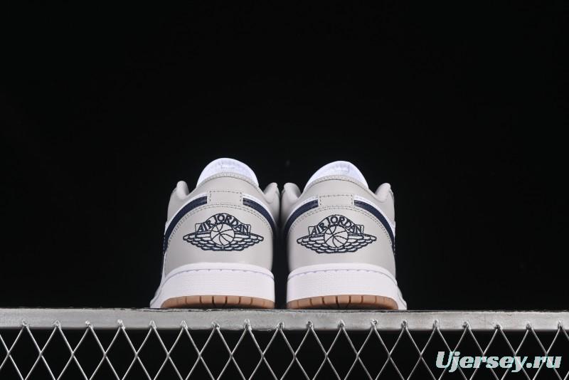 Nike Air Jordan 1 Low AJ1 Casual Sneakers with Blue Swoosh - 553558-146
