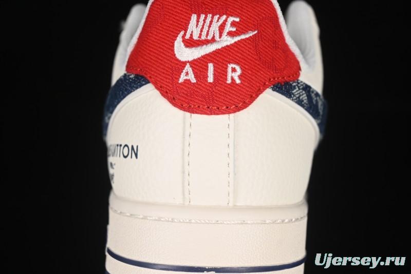 Nike Air Force 1'07 Low LV Collaboration Blue Denim Swoosh Casual Sneakers - XX3168-128