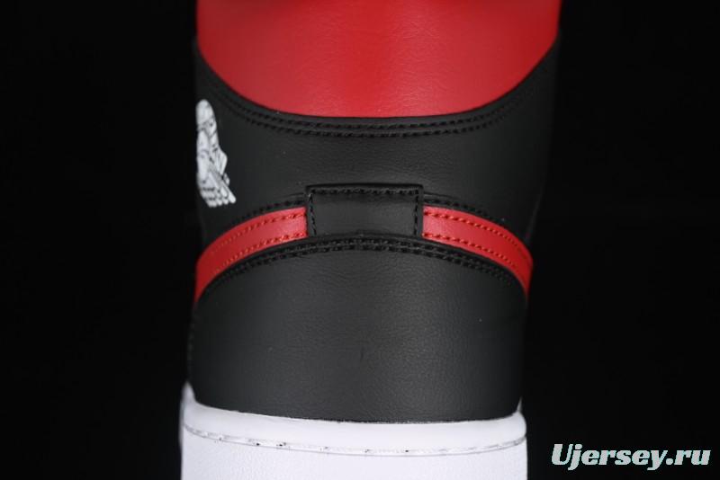 Nike Air Jordan 1 Mid AJ1 Black Red Mid-Top Casual Sneakers - DQ8426-067