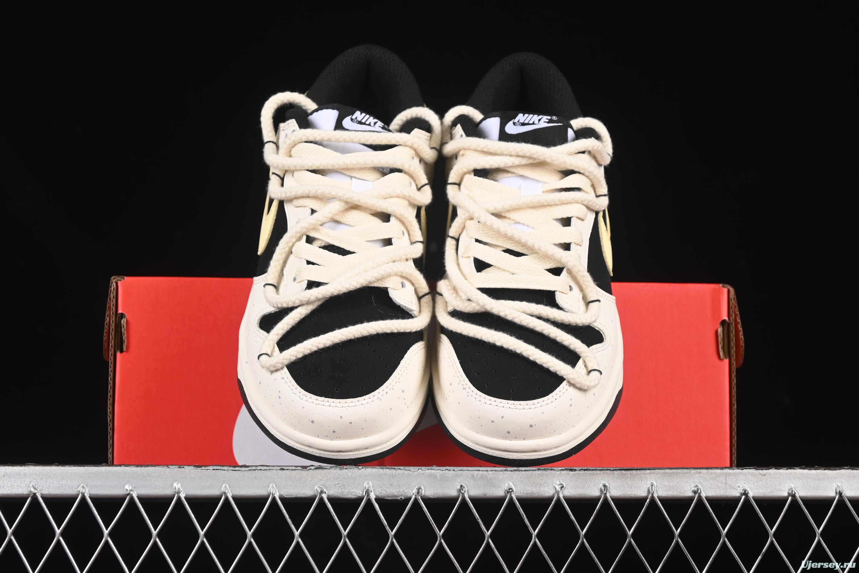 Nike Dunk Low Retro Casual Sneakers with Panda Cheesy Colorway and Splatter Effect - DD1391-100