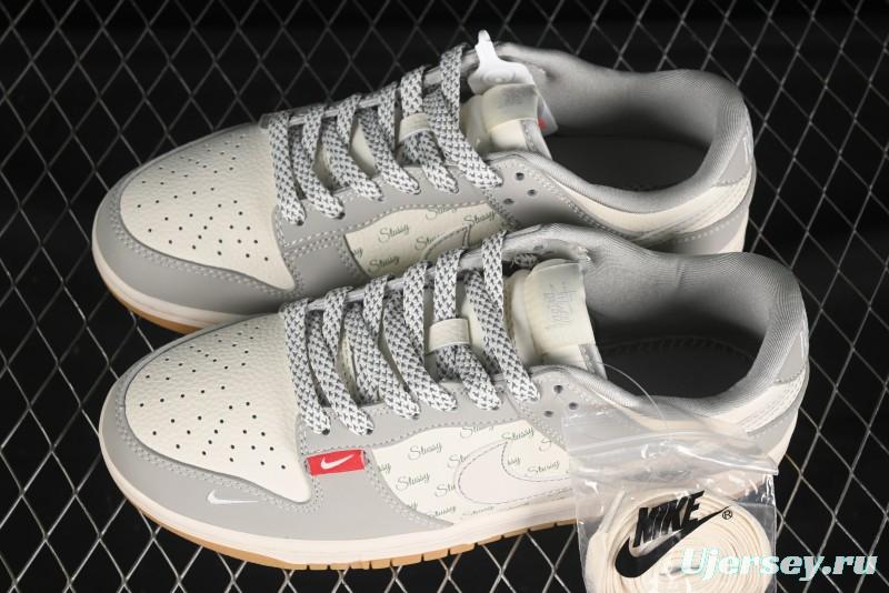 Nike SB Dunk Low Stussy Collaboration Cartoon Gum Anniversary Custom Low-Top Casual Skate Shoes - JJ2508-557
