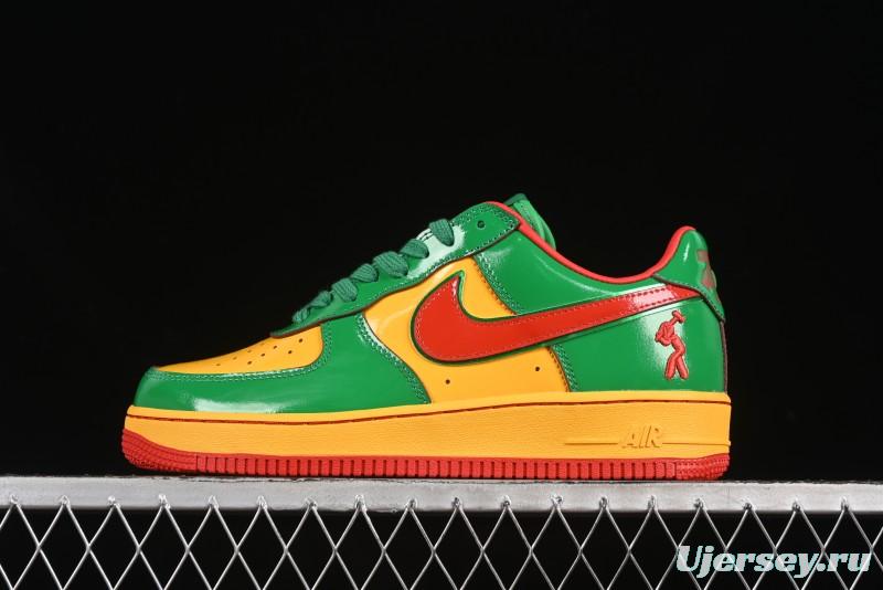 Nike Air Force 1'07 Low Lil Yachty Collaboration Casual Sneakers with Patent Leather and Multicolor Design - IH4383-300