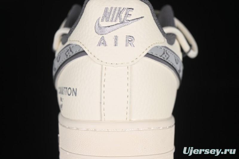 Nike Air Force 1 '07 Low LV Collaboration Grey Swoosh Drawstring Casual Sneakers - DM6868-067