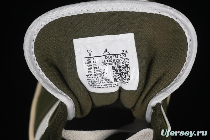 Nike Air Jordan 1 Low AJ1 Military Green White Casual Lifestyle Sneakers - DC0774-122