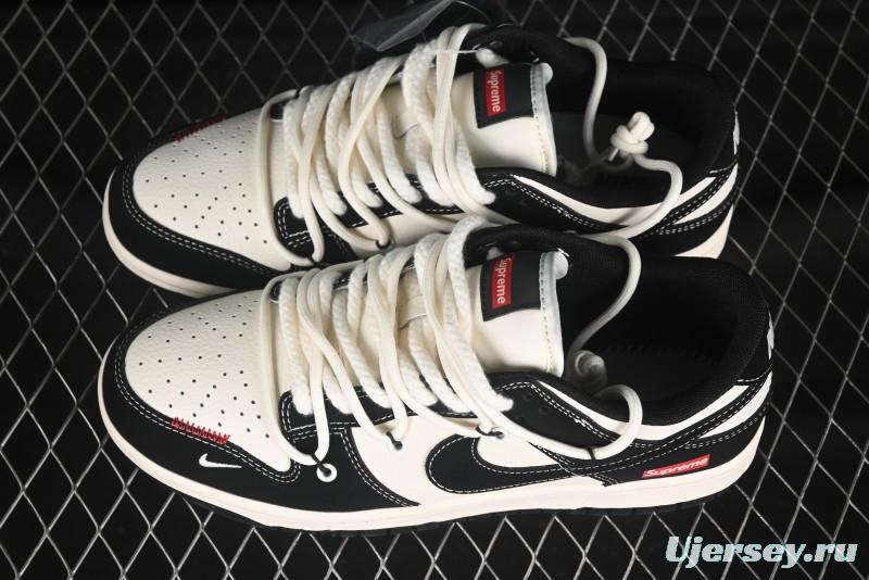 Nike SB Dunk Low SUP Series Strap Black White Black Swoosh Anniversary Customized Low-Top Casual Skate Shoes - YX5066-280