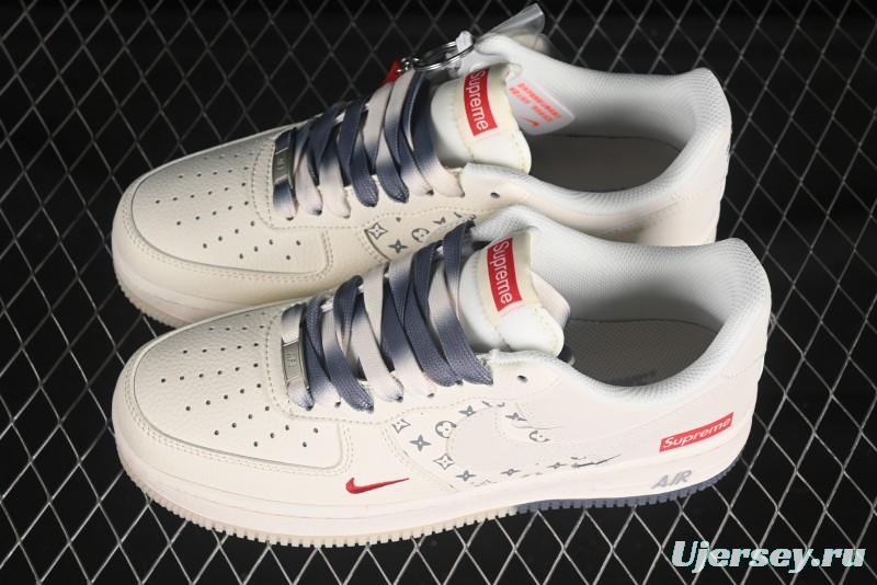 Nike Air Force 1 '07 Low Supreme Collaboration Dual-Tone Grey Print Casual Sneakers - HH7518-077