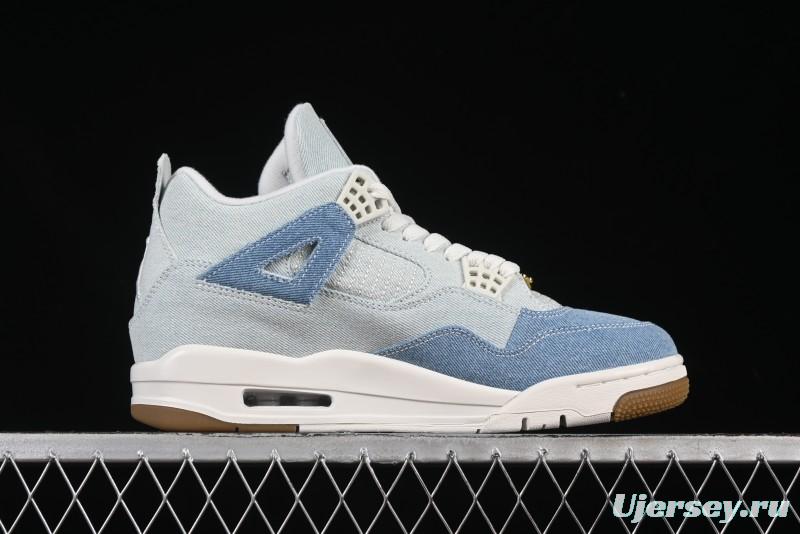Nike Air Jordan 4 Retro Denim "Worn Blue" Sneakers with Distressed Wash Finish - IB6716-100