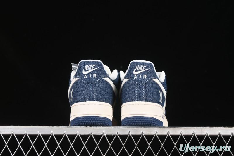 Nike Air Force 1'07 Low LV Collaboration Dark Blue Checkerboard Casual Sneakers - XS1958-551