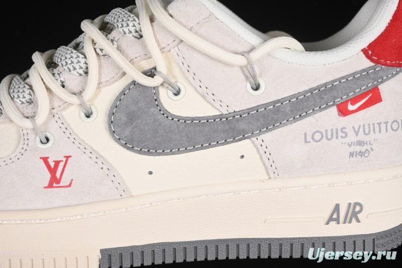 Nike Air Force 1 '07 Low LV Collaboration Two-Tone Red Heel Drawstring Casual Sneakers - DM6868-084